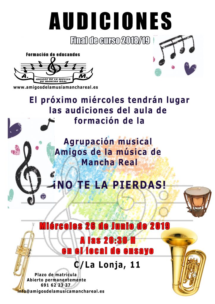 Audicion de educandos amigos de la música. Curso 18-19